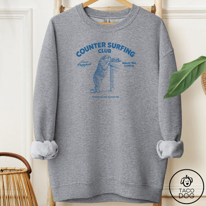 English Bulldog Counter Surfing Club Sweatshirt Graphite Heather Taco-Dog