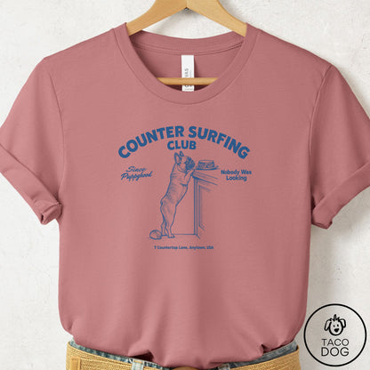 French Bulldog Frenchie Counter Surfing Club T-Shirt Mauve S Taco-Dog