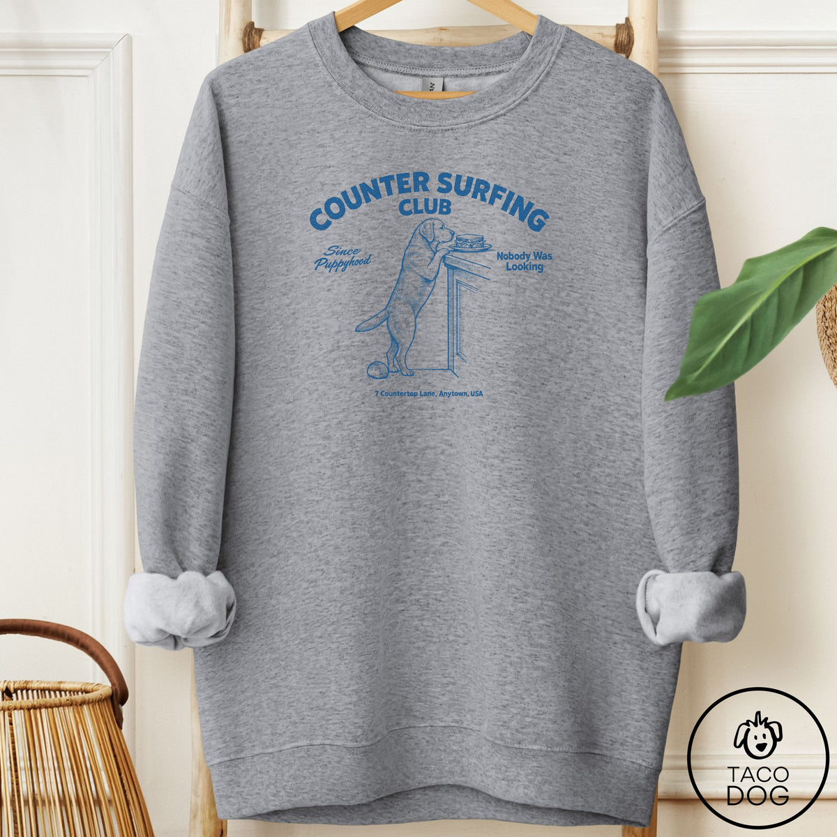 Labrador Retriever Counter Surfing Club Sweatshirt Graphite Heather Taco-Dog