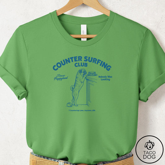Pug Counter Surfing Club T-Shirt Leaf Taco-Dog