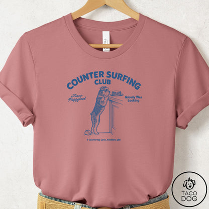 Schnauzer Counter Surfing Club T-Shirt Mauve Taco-Dog