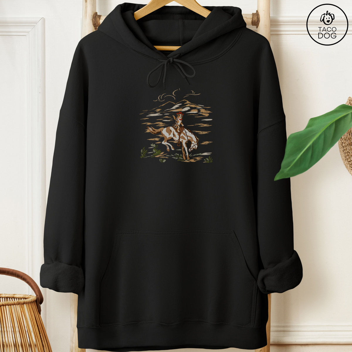 Australian Shepherd 1950s Cowboy Hoodie Black Taco-Dog