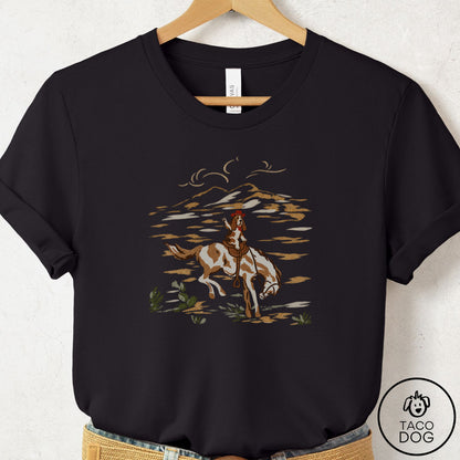 Basset Hound 1950s Cowboy T-Shirt Black Taco-Dog