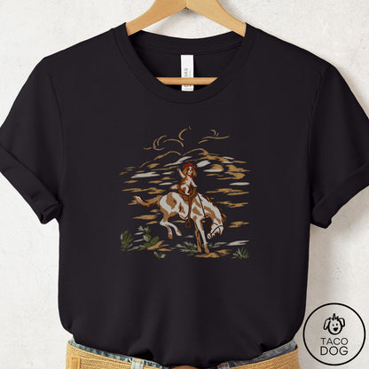 Cavalier King Charles Spaniel 1950s Cowboy T-Shirt Black Taco-Dog