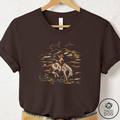 Cavalier King Charles Spaniel 1950s Cowboy T-Shirt Brown Taco-Dog
