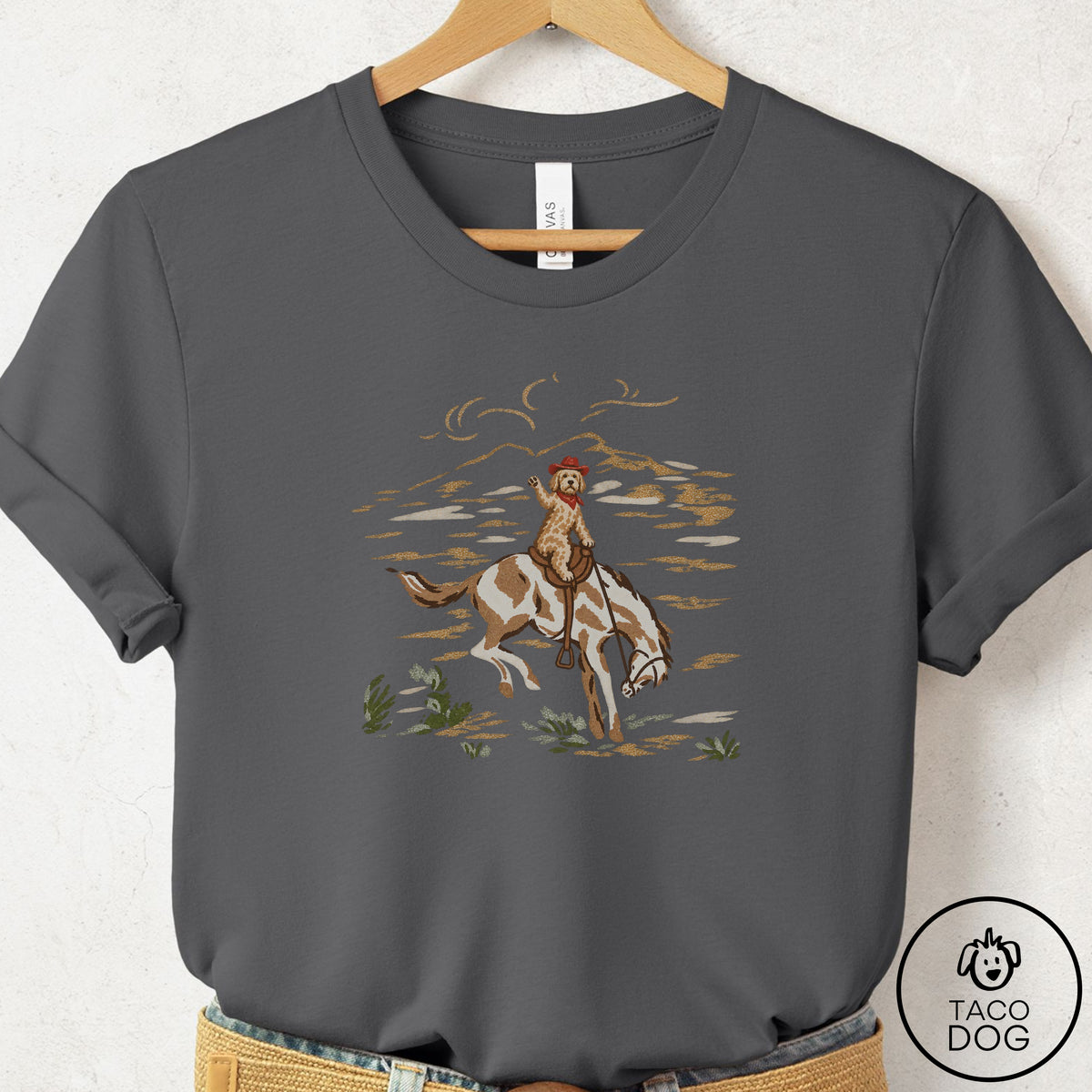 Doodle 1950s Cowboy T-Shirt Asphalt Taco-Dog