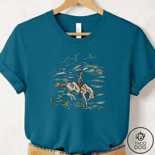 Italian Greyhound Whippet 1950s Cowboy T-Shirt Deep Teal Taco-Dog