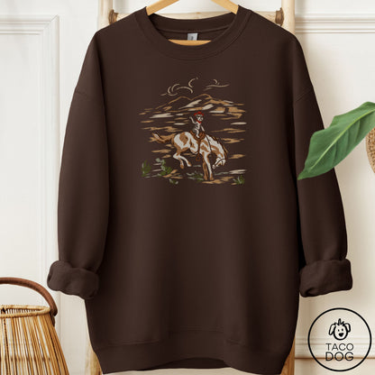 Schnauzer 1950s Cowboy Sweatshirt Dark Chocolate Taco-Dog
