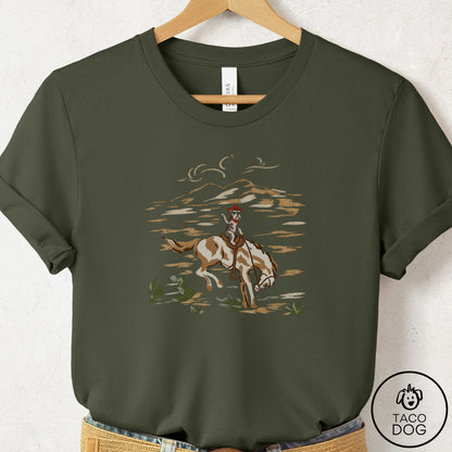 Schnauzer 1950s Cowboy T-Shirt Military Green Taco-Dog