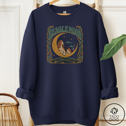 Beagle Crescent Moon Sweatshirt Navy Taco-Dog