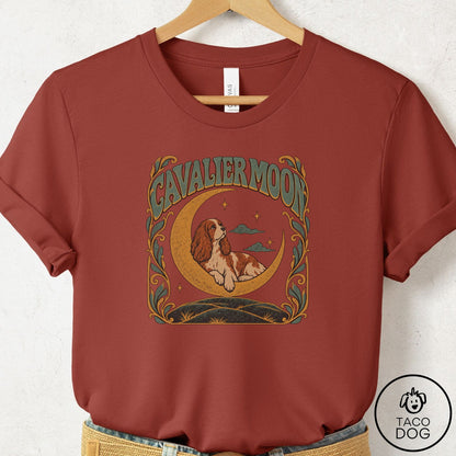 Cavalier King Charles Spaniel Crescent Moon T-Shirt Rust Taco-Dog