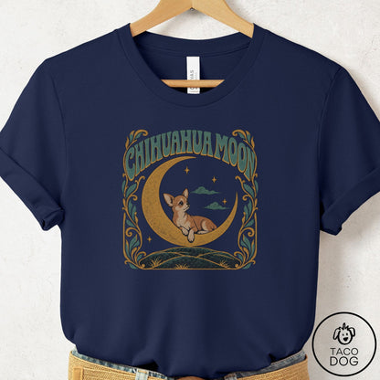 Chihuahua Crescent Moon T-Shirt Navy Taco-Dog
