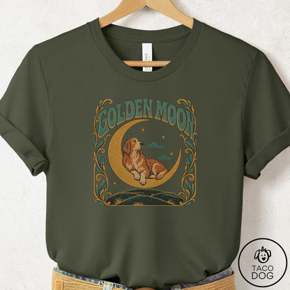 Golden Retriever Crescent Moon T-Shirt Military Green Taco-Dog