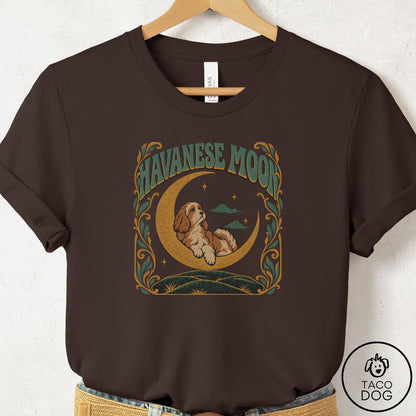 Havanese Crescent Moon T-Shirt Brown Taco-Dog