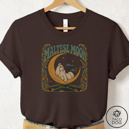 Maltese Crescent Moon T-Shirt Brown Taco-Dog