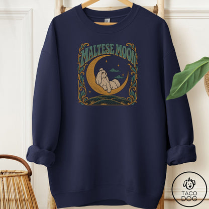 Maltese Crescent Moon Sweatshirt Navy Taco-Dog