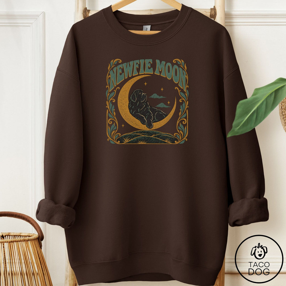 Newfoundland Crescent Moon Sweatshirt Dark Chocolate Taco-Dog