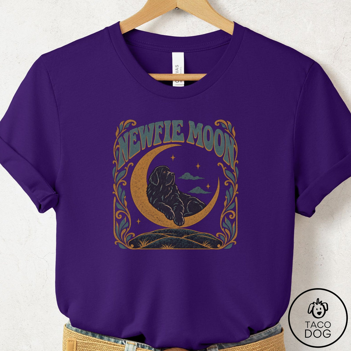 Newfoundland Crescent Moon T-Shirt Team Purple Taco-Dog