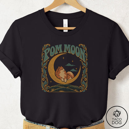 Pomeranian Crescent Moon T-Shirt Black Taco-Dog