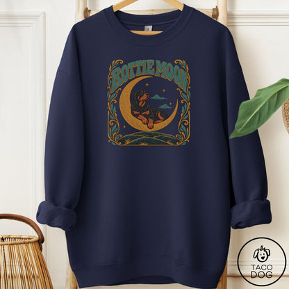 Rottweiler Crescent Moon Sweatshirt Navy Taco-Dog