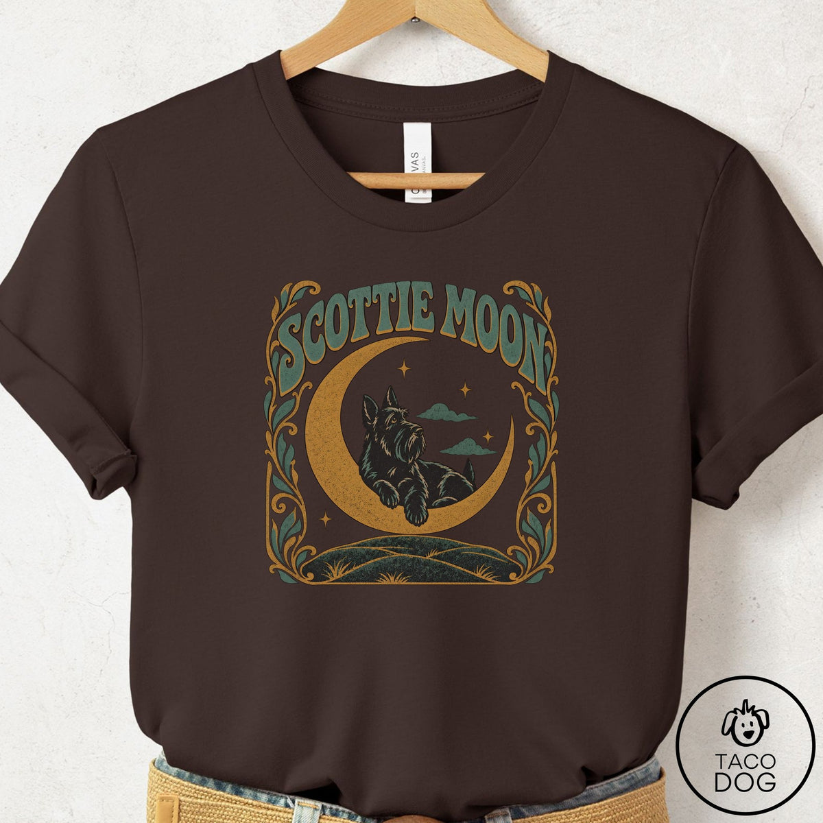 Scottie Crescent Moon T-Shirt Brown Taco-Dog