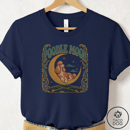 Poodle Crescent Moon T-Shirt Navy Taco-Dog