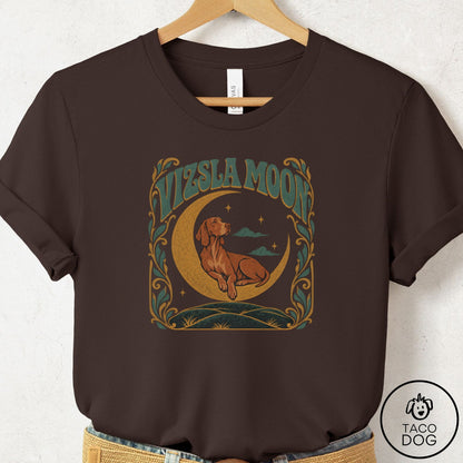 Vizsla Crescent Moon T-Shirt Brown Taco-Dog
