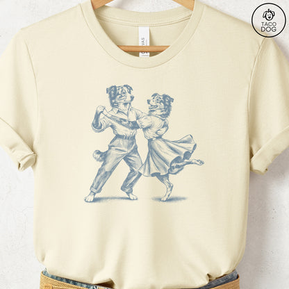Australian Shepherd Dancing T-Shirt Natural Taco-Dog