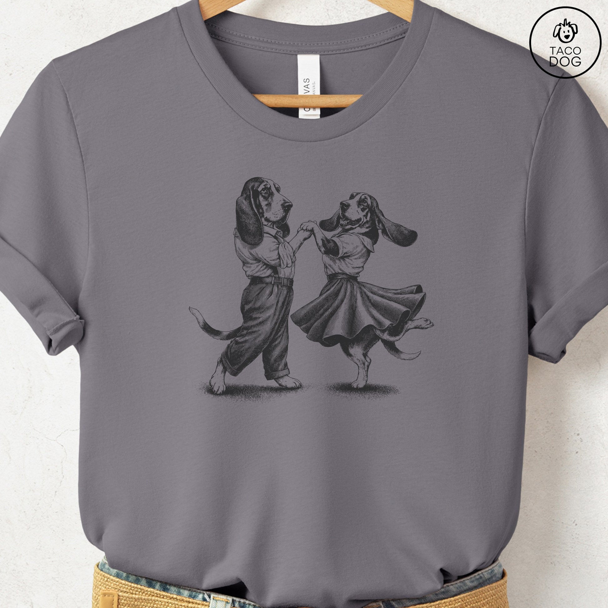 Basset Hound Dancing T-Shirt Storm Taco-Dog