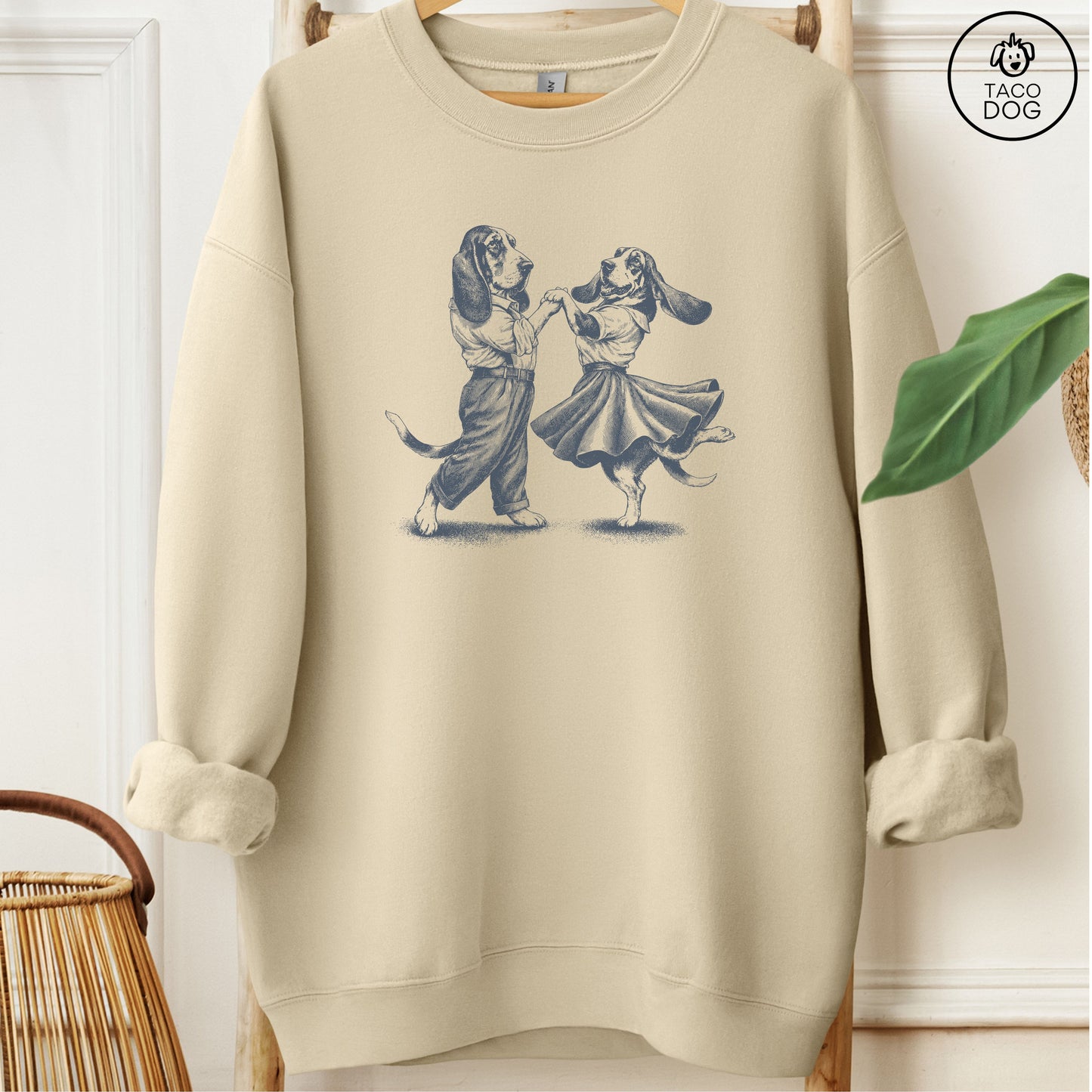 Basset Hound Dancing Sweatshirt Sand Taco-Dog