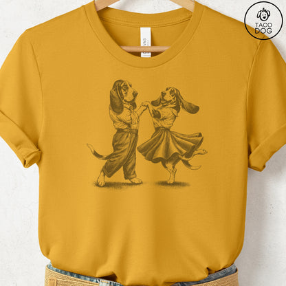 Basset Hound Dancing T-Shirt Mustard Taco-Dog