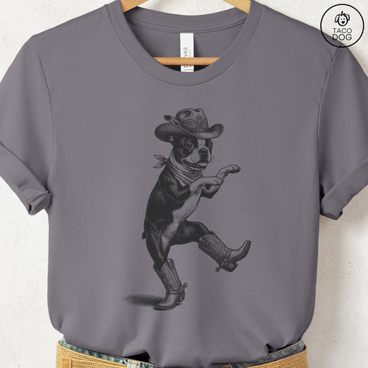 Boston Terrier Dancing Boots T-Shirt Storm S Taco-Dog