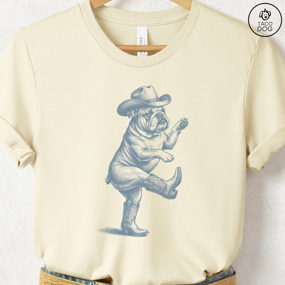 English Bulldog Dancing Boots T-Shirt Natural S Taco-Dog