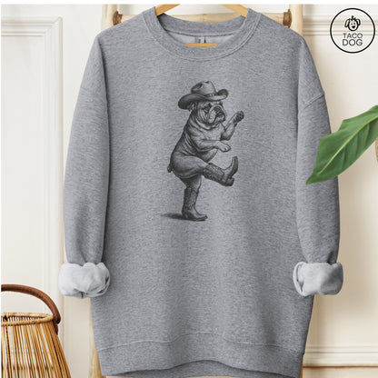 English Bulldog Dancing Boots Sweatshirt Graphite Heather M Taco-Dog