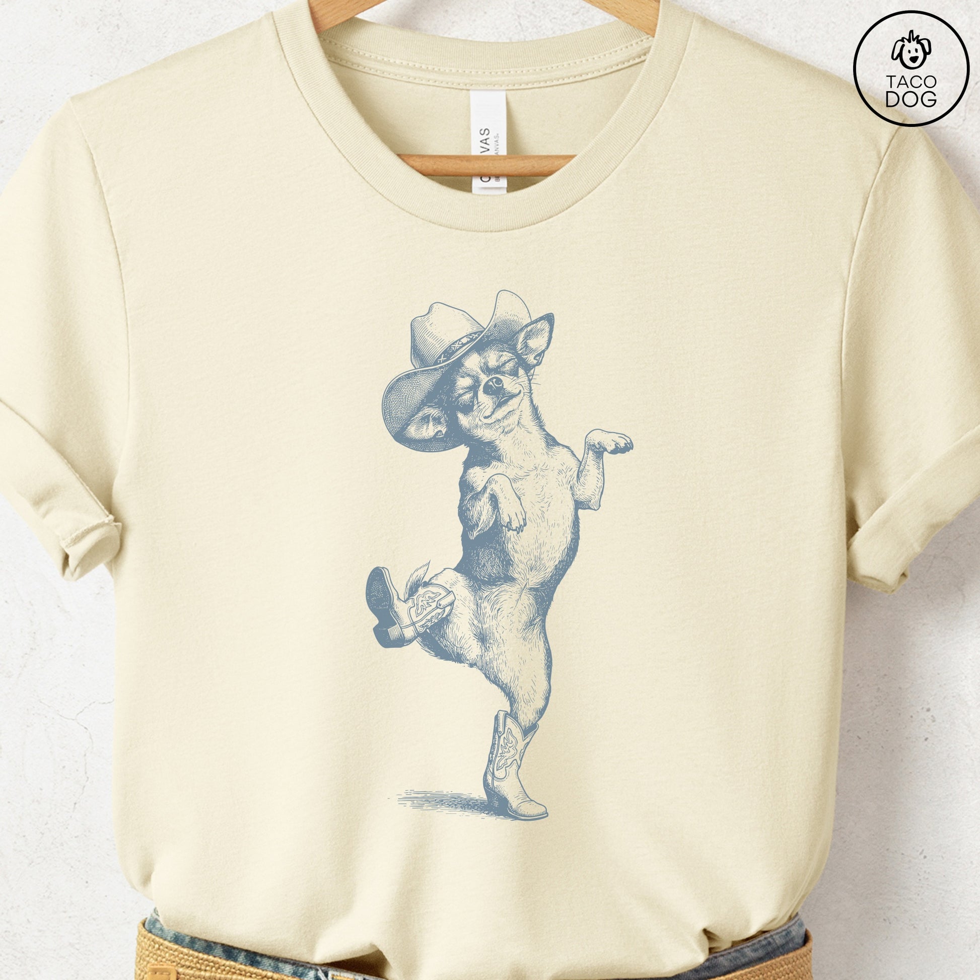 Chihuahua Dancing Boots T-Shirt Natural S Taco-Dog