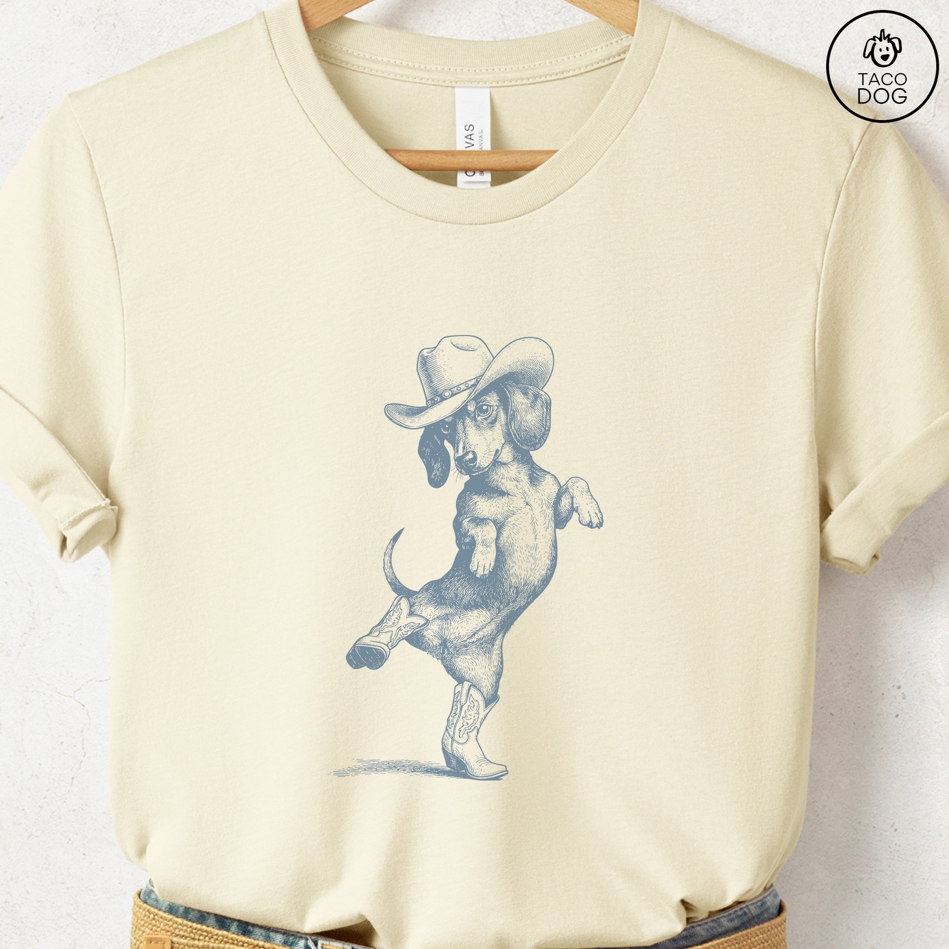 Dachshund Dancing Boots T-Shirt Natural S Taco-Dog