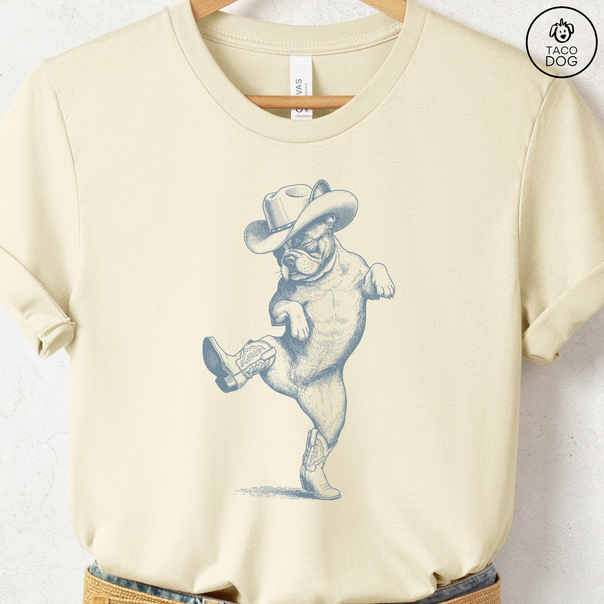 French Bulldog Frenchie Dancing Boots T-Shirt Natural S Taco-Dog