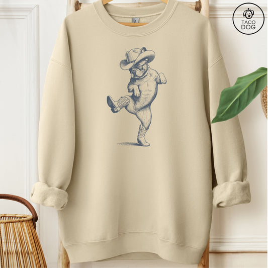 French Bulldog Frenchie Dancing Boots Sweatshirt Sand M Taco-Dog