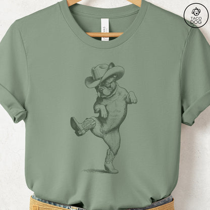 French Bulldog Frenchie Dancing Boots T-Shirt Sage S Taco-Dog