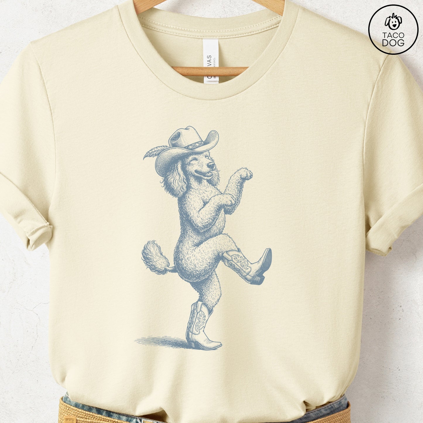 Poodle Dancing Boots T-Shirt Natural S Taco-Dog