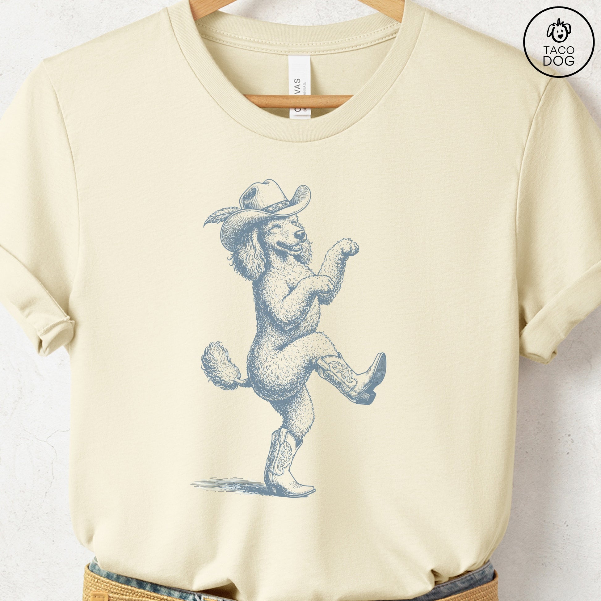 Poodle Dancing Boots T-Shirt Natural S Taco-Dog