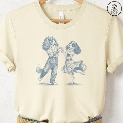 Cavalier King Charles Spaniel Dancing T-Shirt Natural Taco-Dog