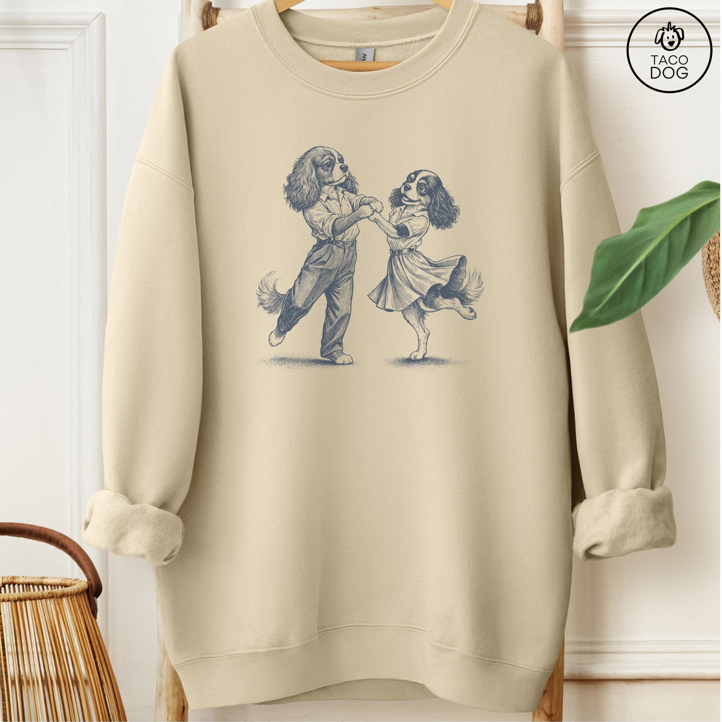 Cavalier King Charles Spaniel Dancing Sweatshirt Sand Taco-Dog