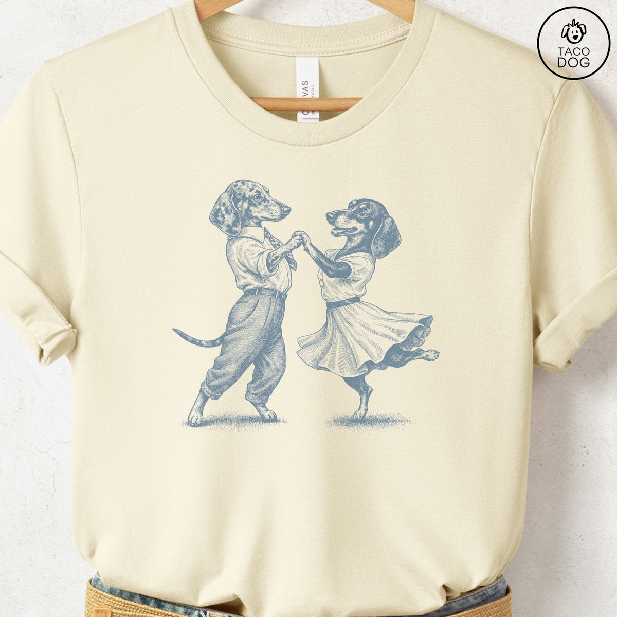 Dachshund Dancing T-Shirt, design close-up