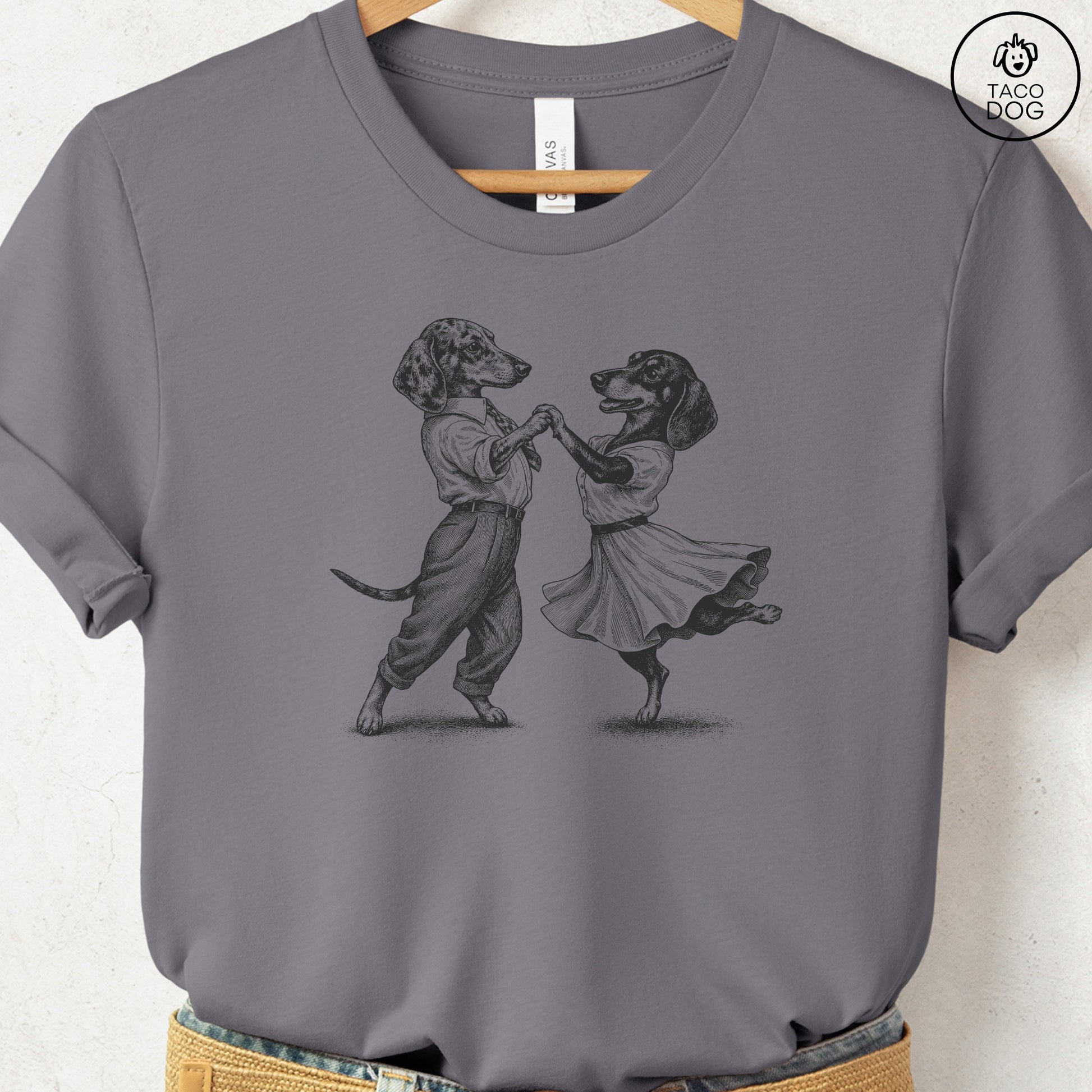 Dachshund Dancing T-Shirt Storm Taco-Dog