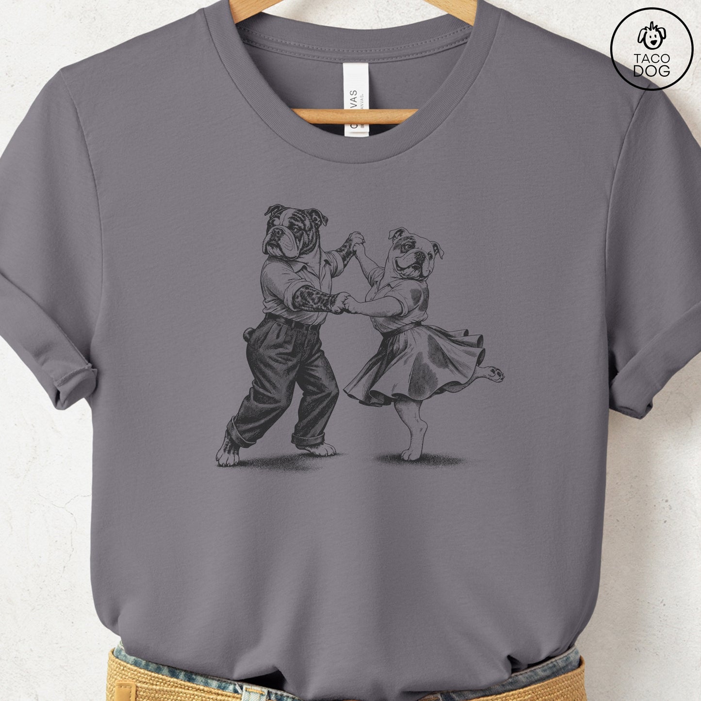 English Bulldog Dancing T-Shirt Storm Taco-Dog