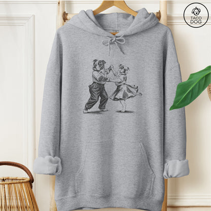 English Bulldog Dancing Hoodie Graphite Heather Taco-Dog