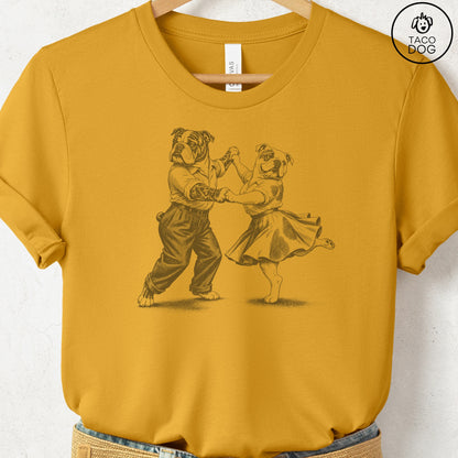 English Bulldog Dancing T-Shirt Mustard Taco-Dog