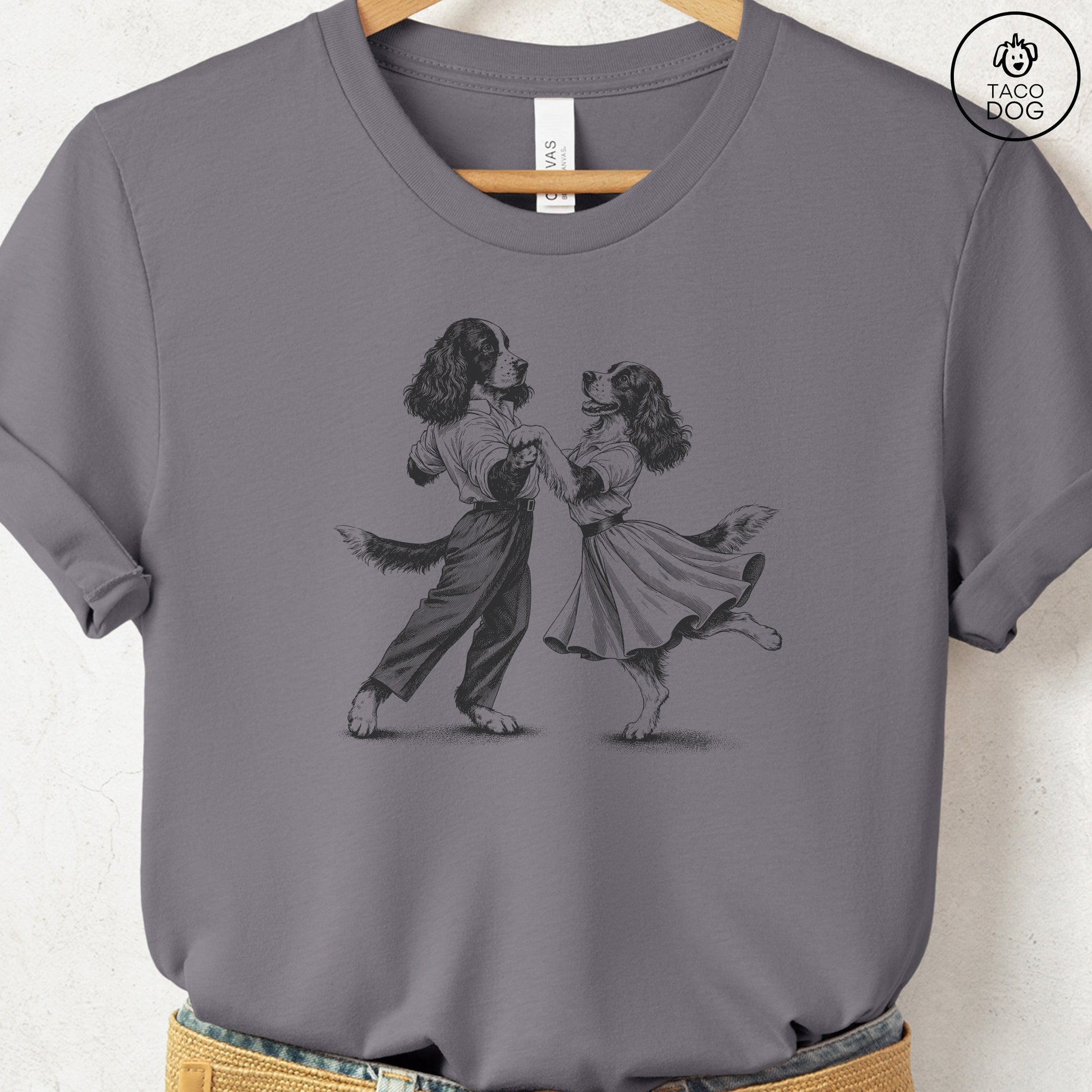 Springer Spaniel Dancing T-Shirt Storm Taco-Dog