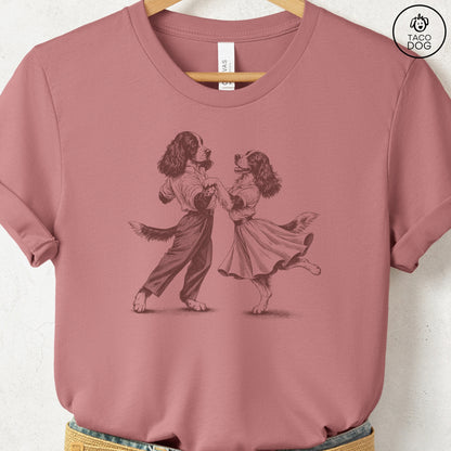 Springer Spaniel Dancing T-Shirt Heather Mauve Taco-Dog